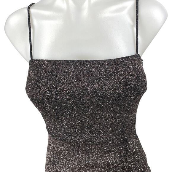 Windsor After Hours Glitter Black Sleeveless Cami Camisole Tank Bodycon Dress S - Picture 4 of 6